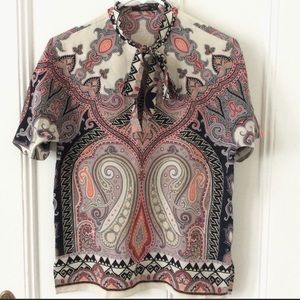 ETRO Paisley silky Italy 🇮🇹 Top shirt 42 4 6